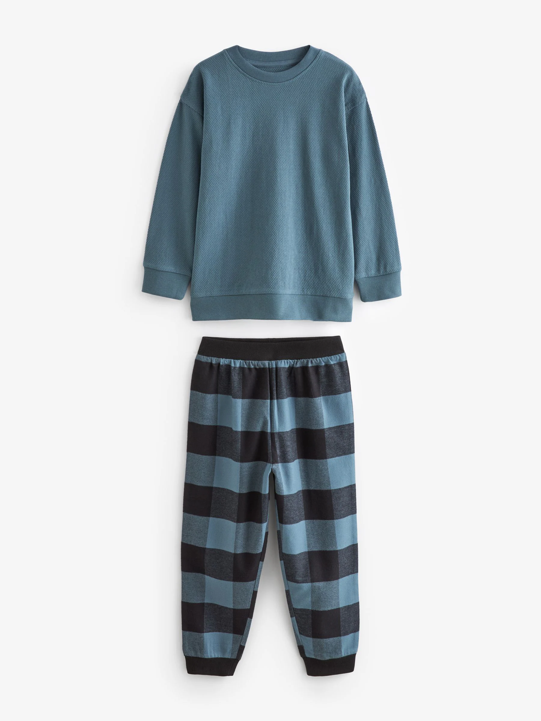 Blauw/Groen/Bruin - Verpakking van 3 geweven geruite pyjama's (3-16 jr)