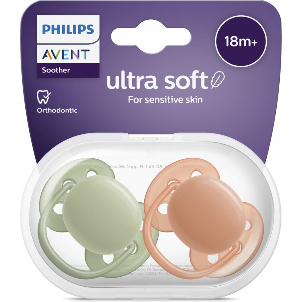 Philips Avent Fopspeen Ultra Soft 18+ mnd Groen Oranje2 stuks