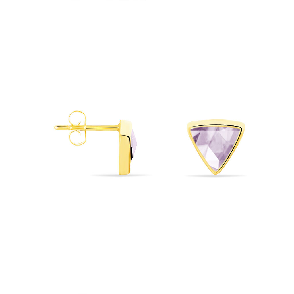 Boucles D'oreilles Puces Juliete Or Jaune Amethyste