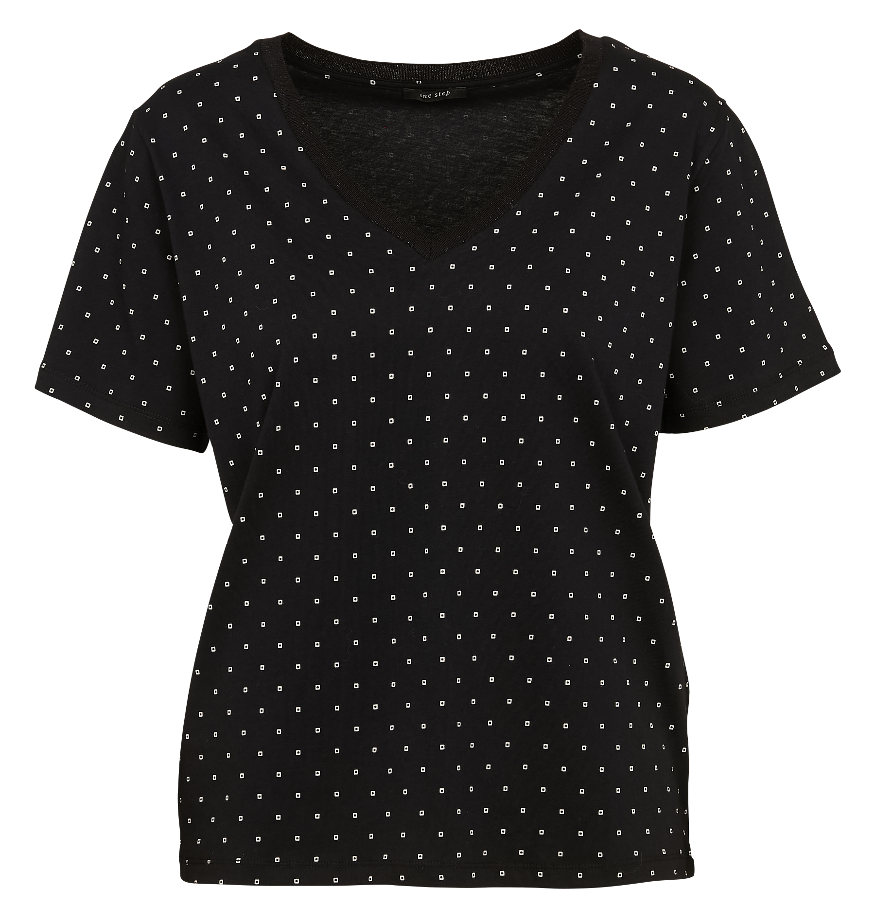 MADIAN - Tee-shirt droit col V en coton | Noir