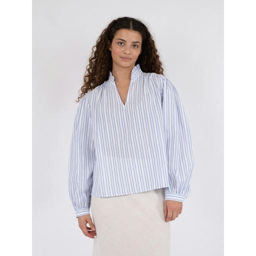 Neo Noir Johanna Stripe Bluse, Light Blue, 42