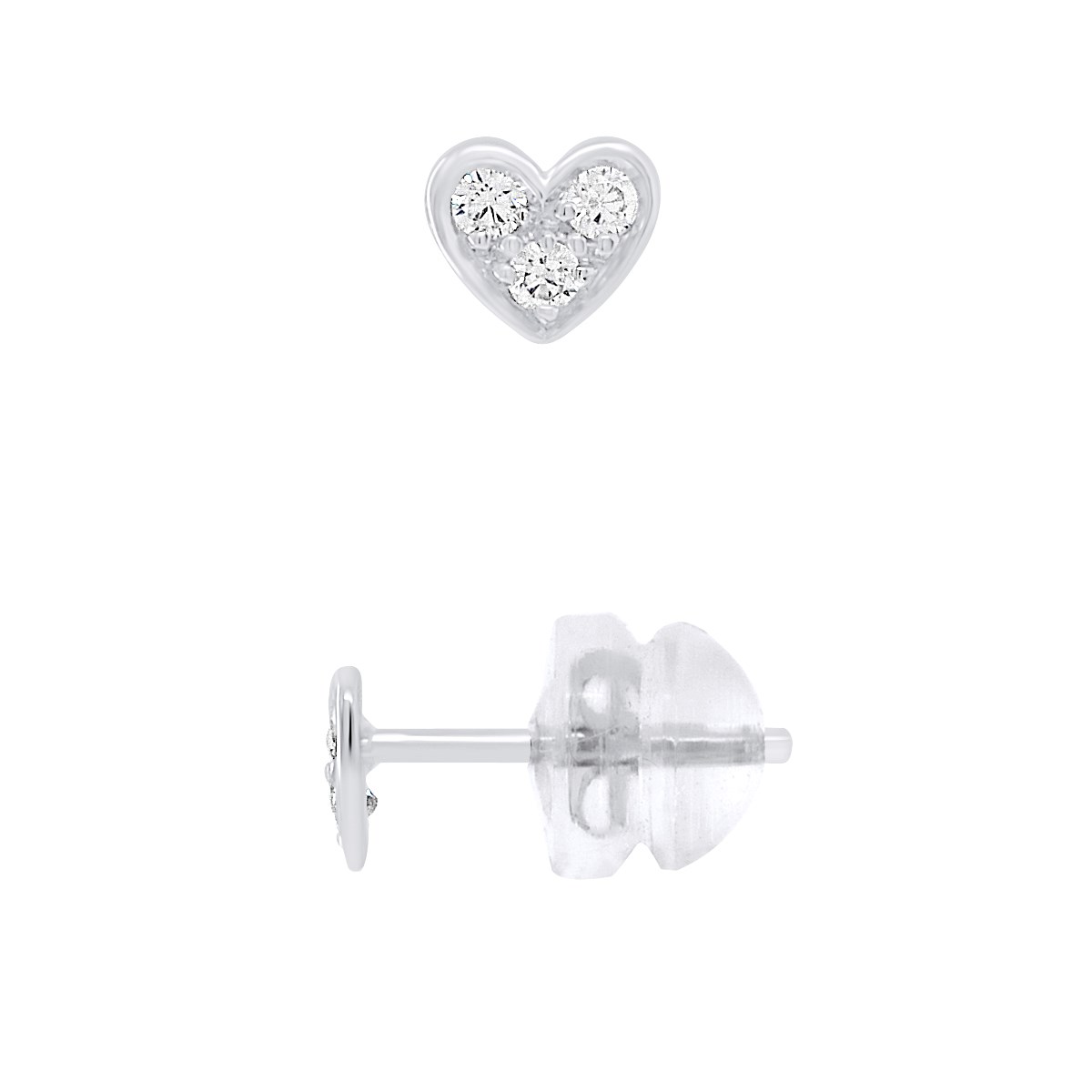 Boucles d'Oreilles COEUR - Or Blanc