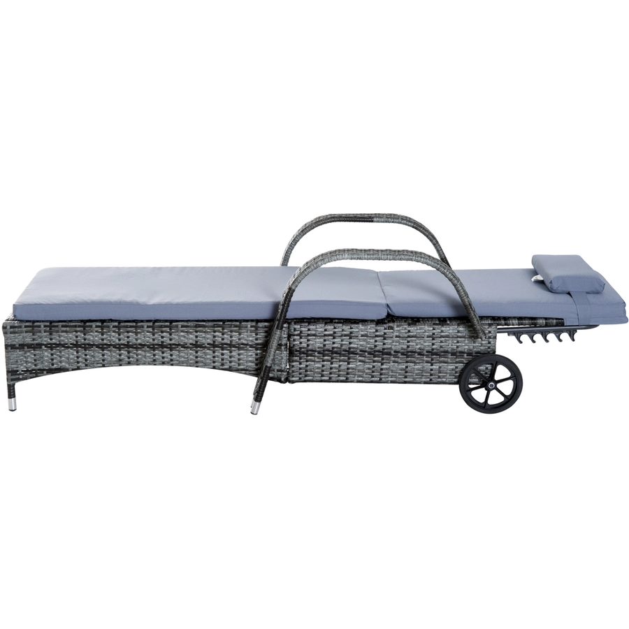 Outsunny Rattan-Gartenliege als 3-teiliges Set grau