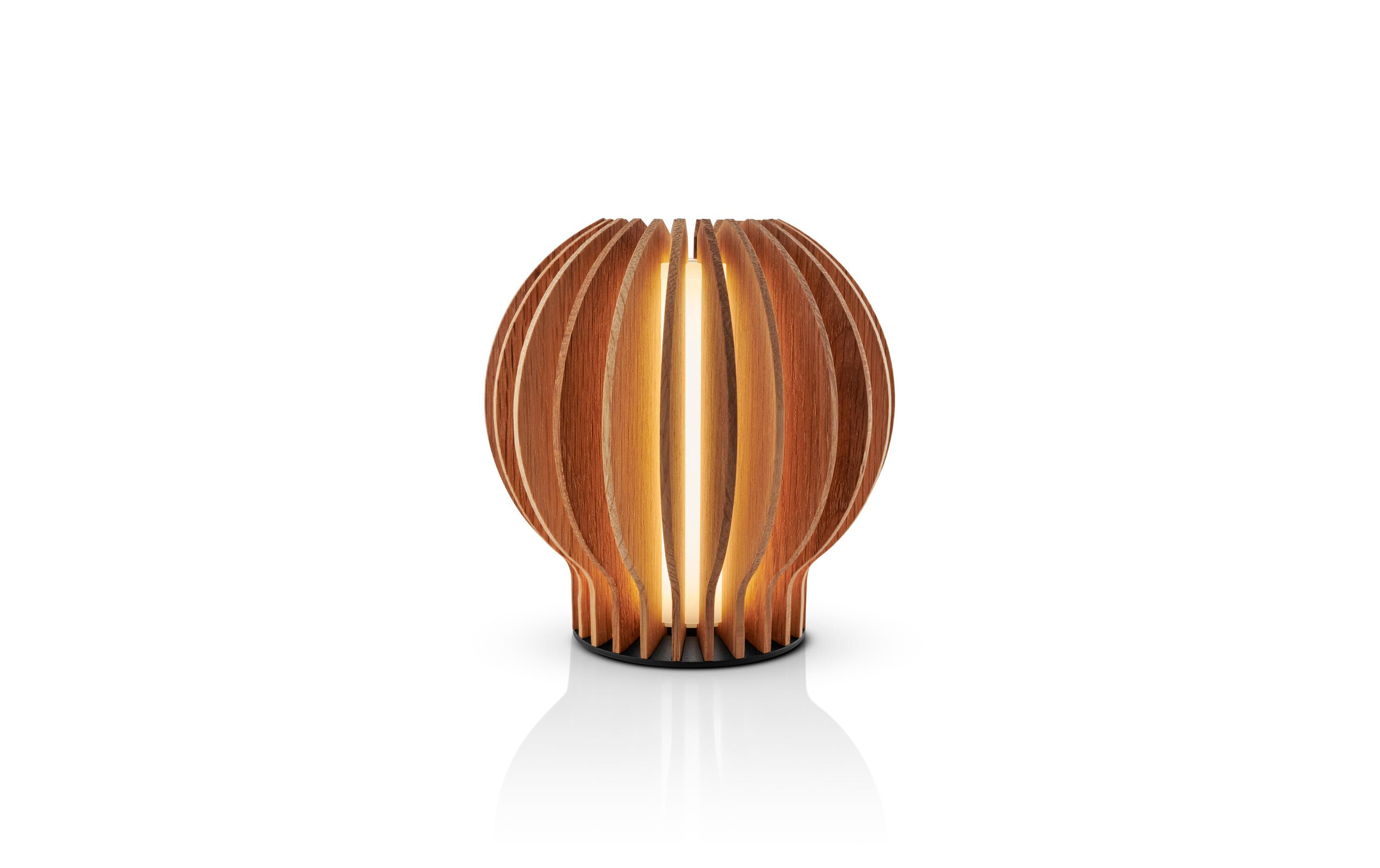 Tischleuchte Radiant rund, 15 cm, Braun<br>LED-Lampe aus Eichenholz