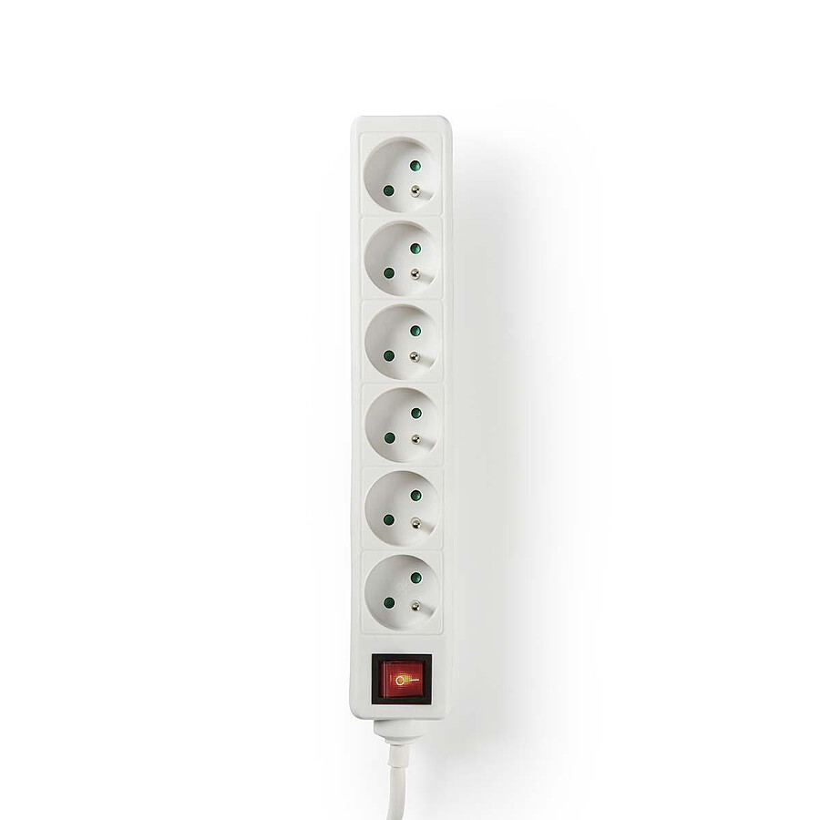 Nedis Multiprise 6 prises avec interrupteur - Blanc
