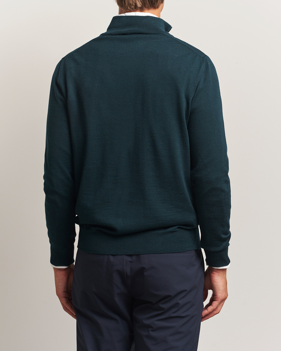 Morgano Extra Fine Merino Wool Half-Zip Bottle Green