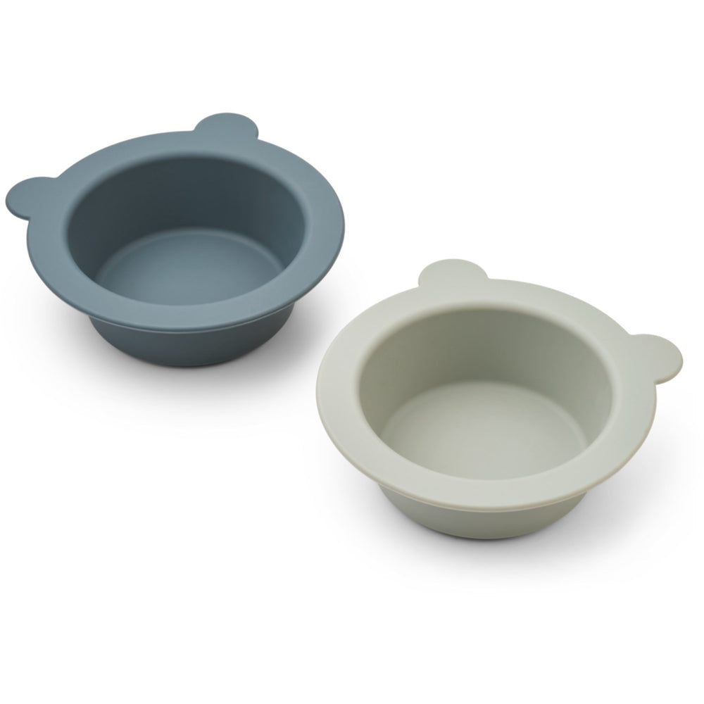 Køb LIEWOOD Whale Blue / Dove Blue Peony Suction Skåle 2-Pack