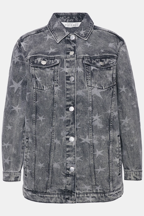 Jeansjacke, oversized, Sternen-Print
