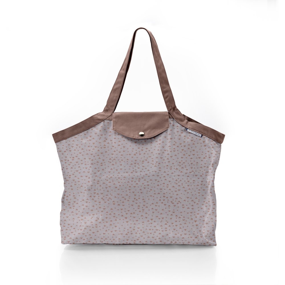 Sac Cabas Taille Moyenne Plissé Triangle Cuivré Gris