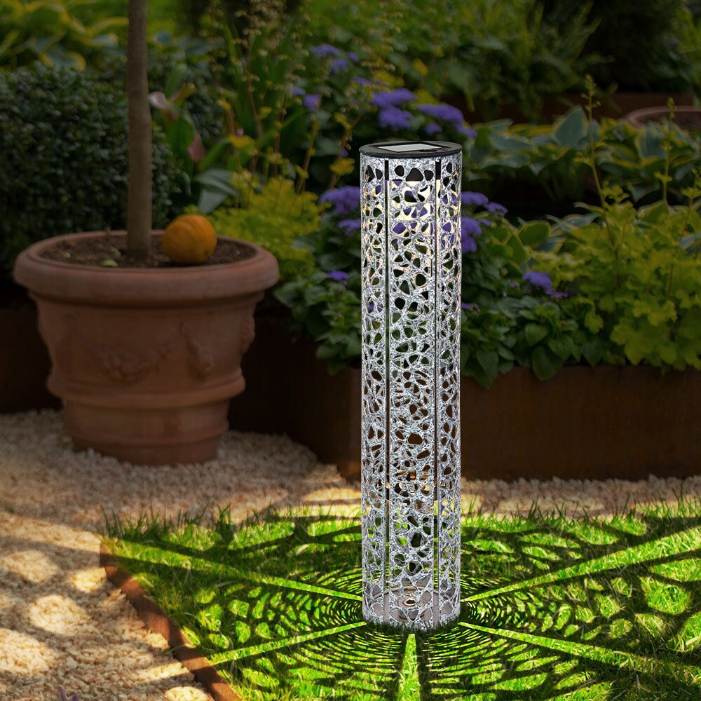 LED Solarleuchte, Metall, Schwarz, silber zinkfarben, H 46cm