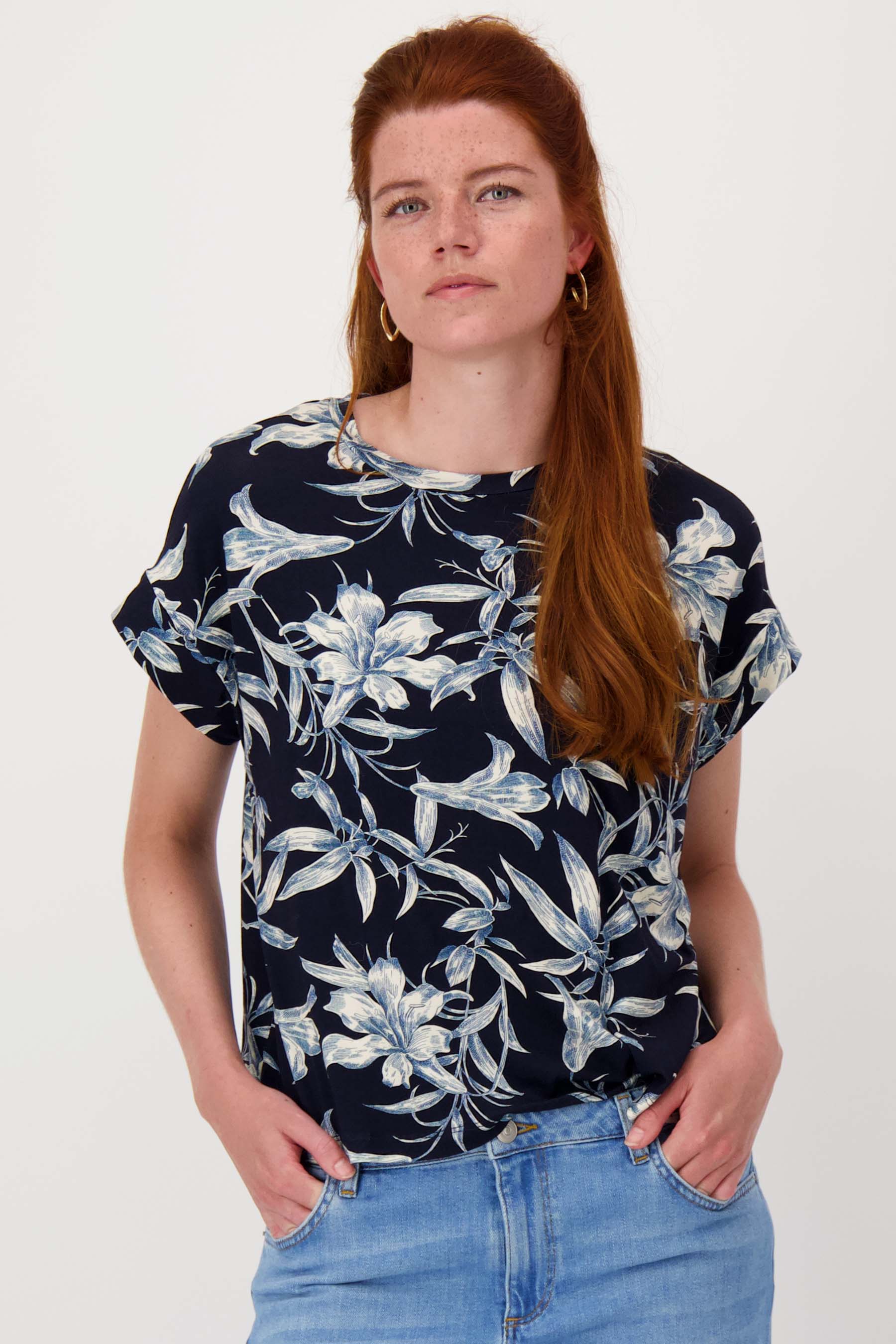 jersey top met bloemprint