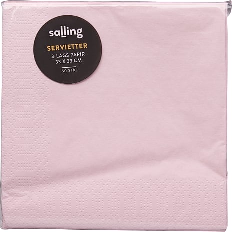 Salling ensfarvede servietter 33x33 cm 50-pak - rosa