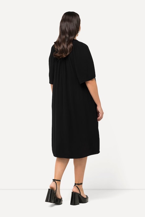 Kleid , Rüschen, A-Linie, Tunika-Ausschnitt, Halbarm