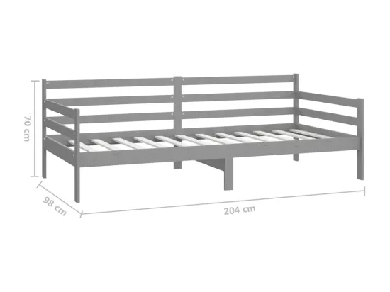 Lit de jour sans matelas gris bois de pin massif 90x200 cm