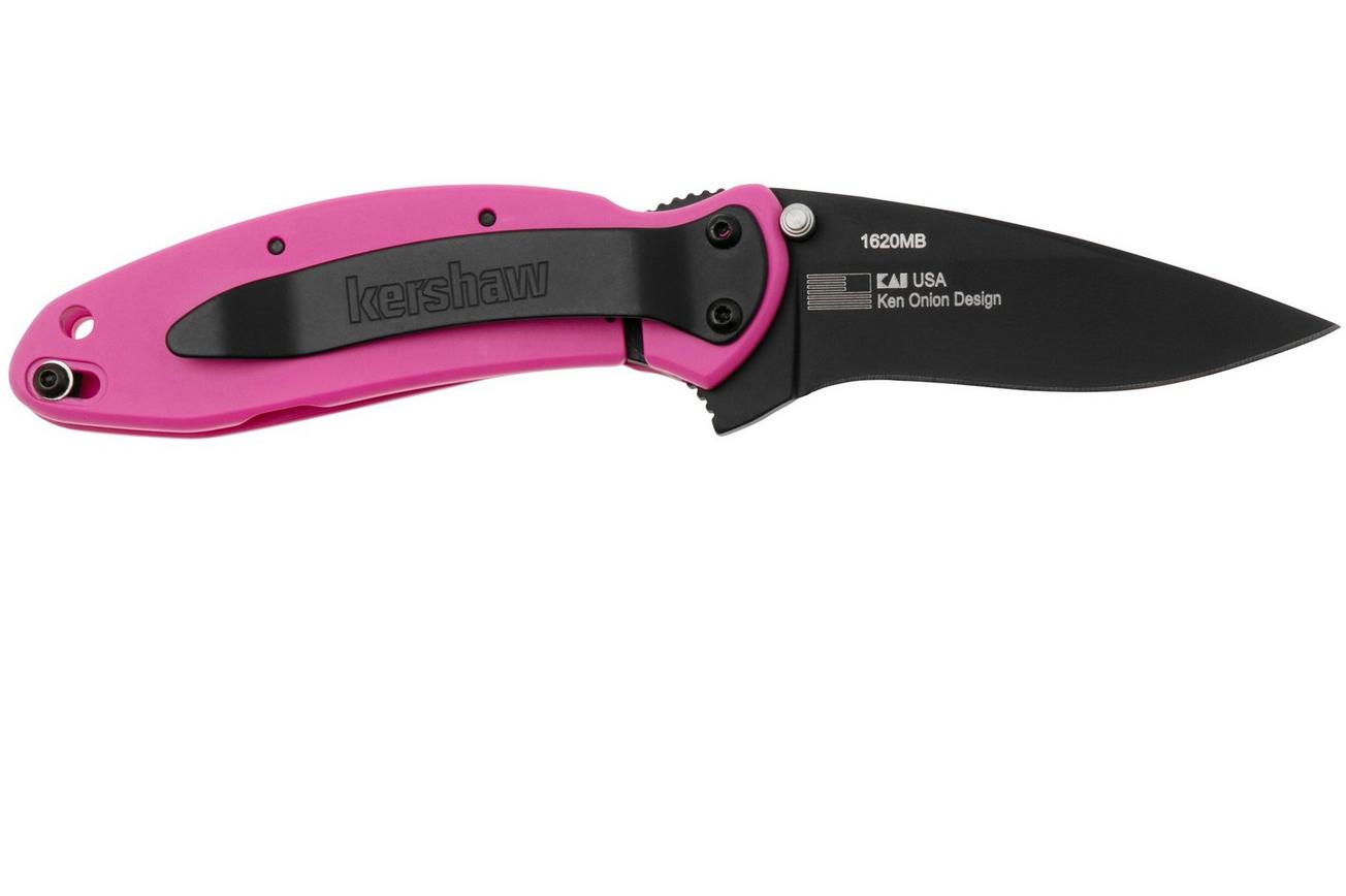 Kershaw Scallion Maycee Barber 1620MB Black Cerakote 420HC, Pink Cerakote Steel, Limited Edition zakmes, Ken Onion design