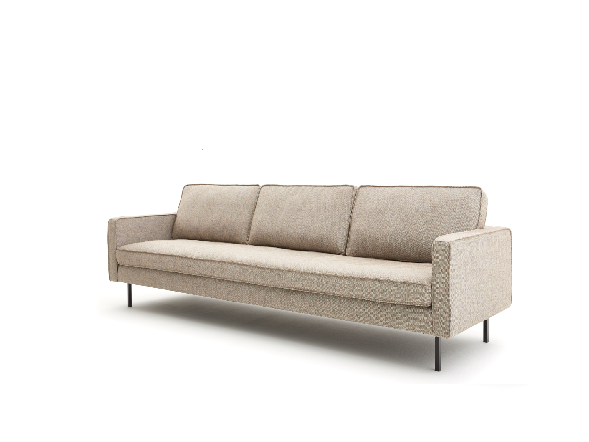 Loods 5 Design 4-zitsbank Slimm Stof Outside 4 Zits - 245 cm | Solution Lightbrown 115 | Poten: Zwart
