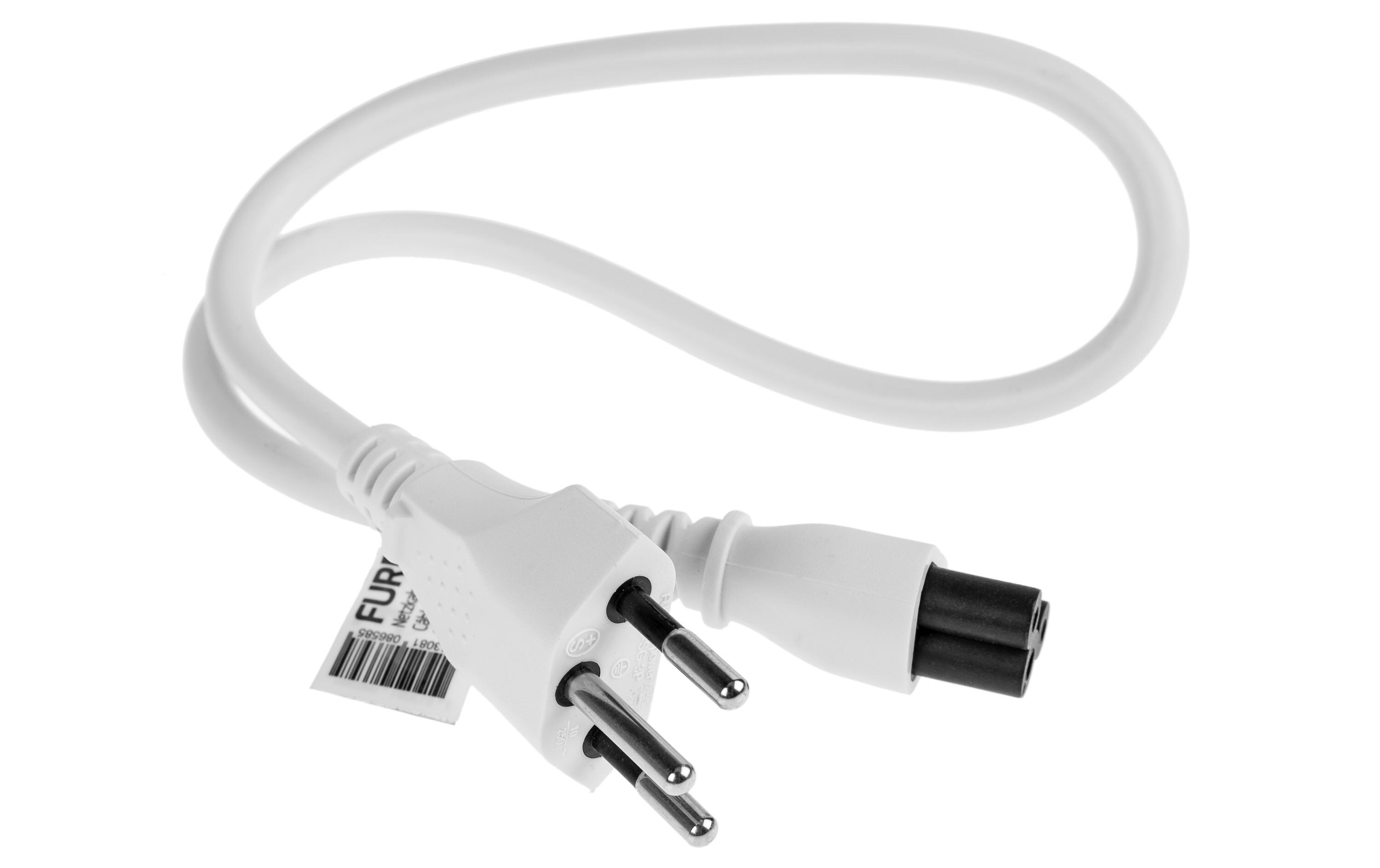 Netzkabel C5-T12 0.5 m WeissStromkabel mit Mickey-Mouse-Stecker, H05 VV-F 3G0.75