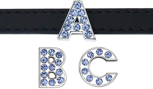 (26er Set) 12mm Strass Buchstaben Perlen DIY Bastel Schmuck Glitzer Alphabet für Armband / Kette - Blau / Silber