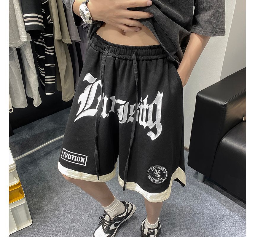 Koiyua - Lage taille shorts met trekkoord en letters