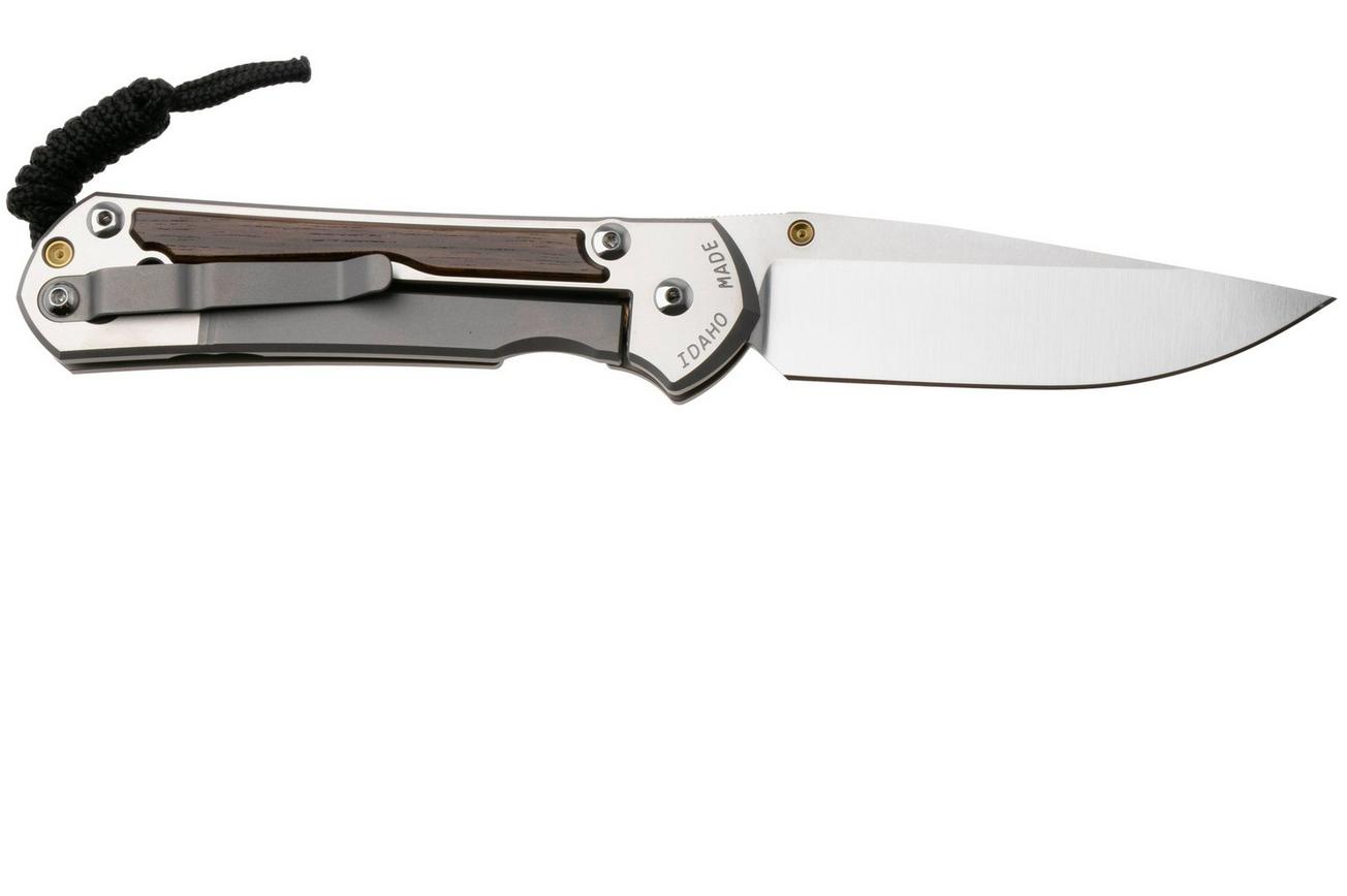 Chris Reeve Large Sebenza 31 L31-1636 Drop Point CPM MagnaCut, Polished Titanium, Macassar Ebony Inlay, zakmes