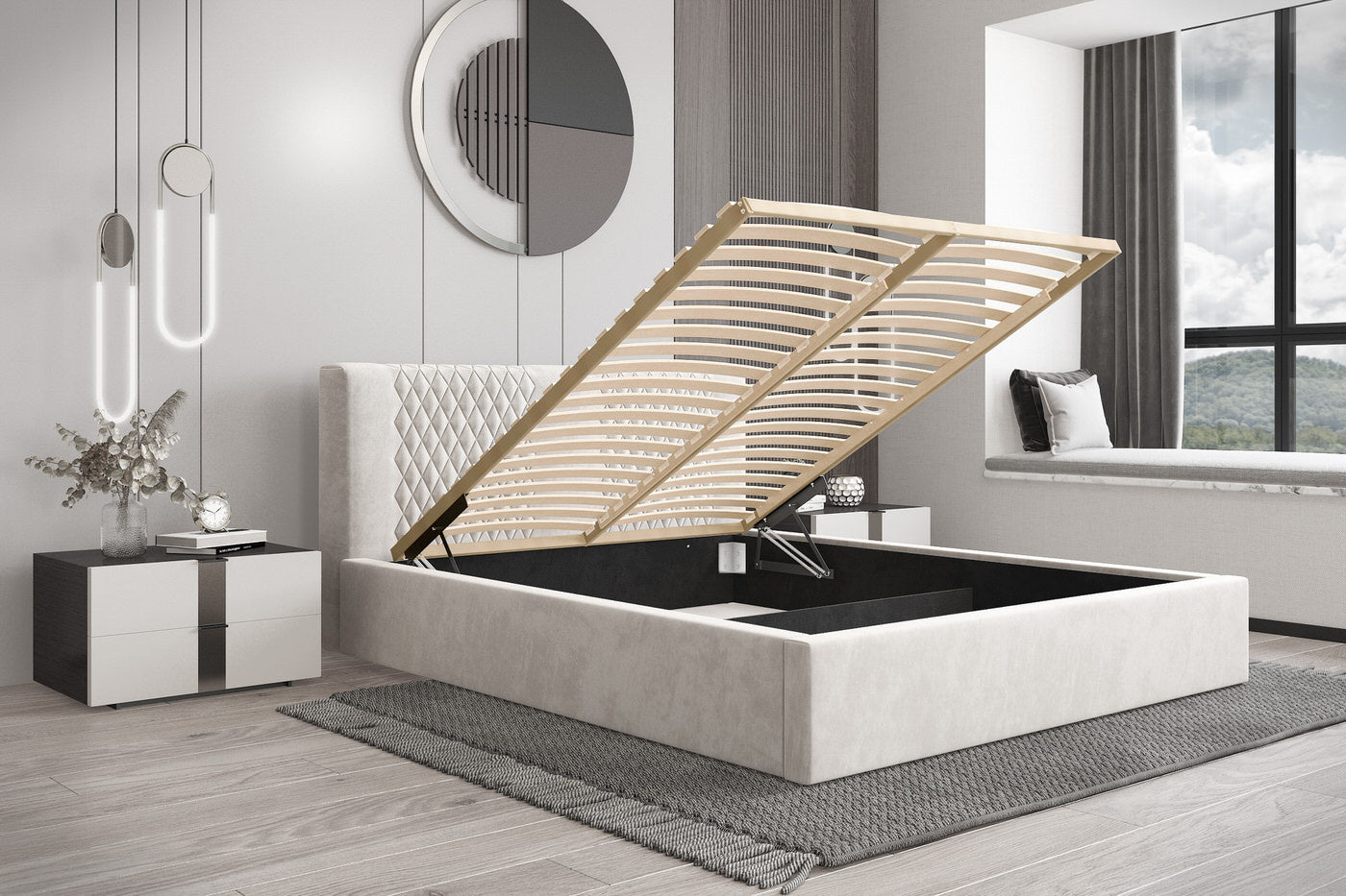 Trae Mobler Montana 140 x 200 cm Gestoffeerd Bed Beige