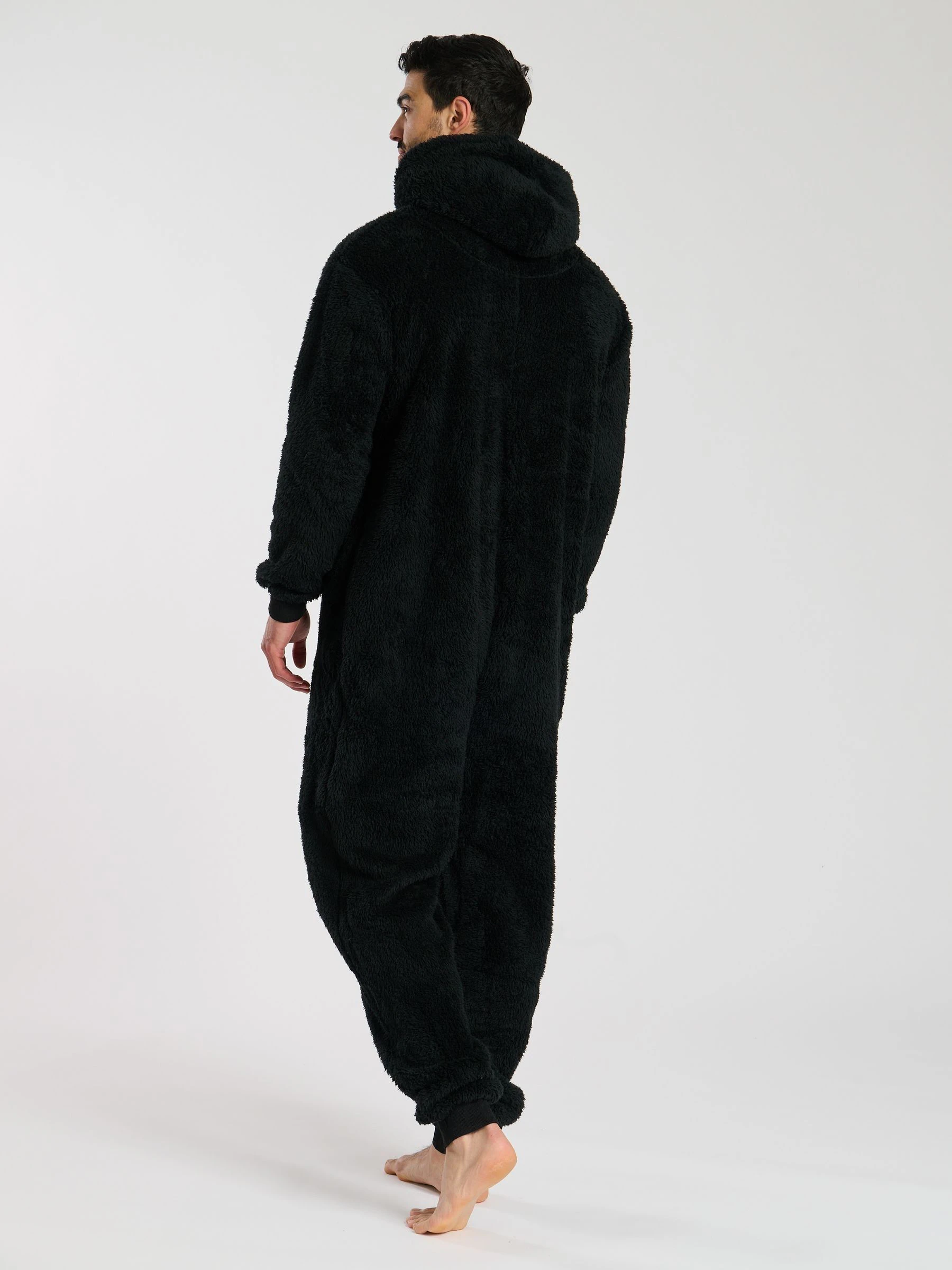 Zwart - Loungeable Sherpa All-in-one met capuchon voor heren