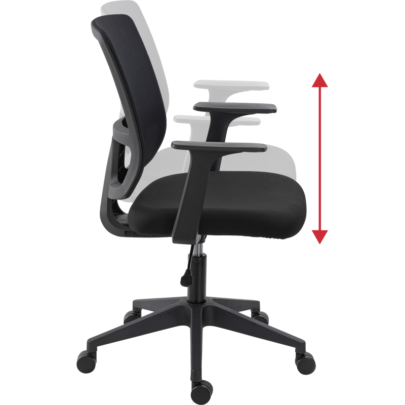 Chaise de bureau Douglas tissu et maille noir - dossier bas accoudoirs - mécanisme Haut/bas - pieds noir