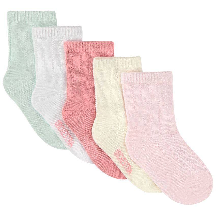 Lot de 5 paires de chaussettes en maille pour bébé fille - Rose
