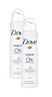 Dove Original 0% Deodorant Spray Duo 2x150ML