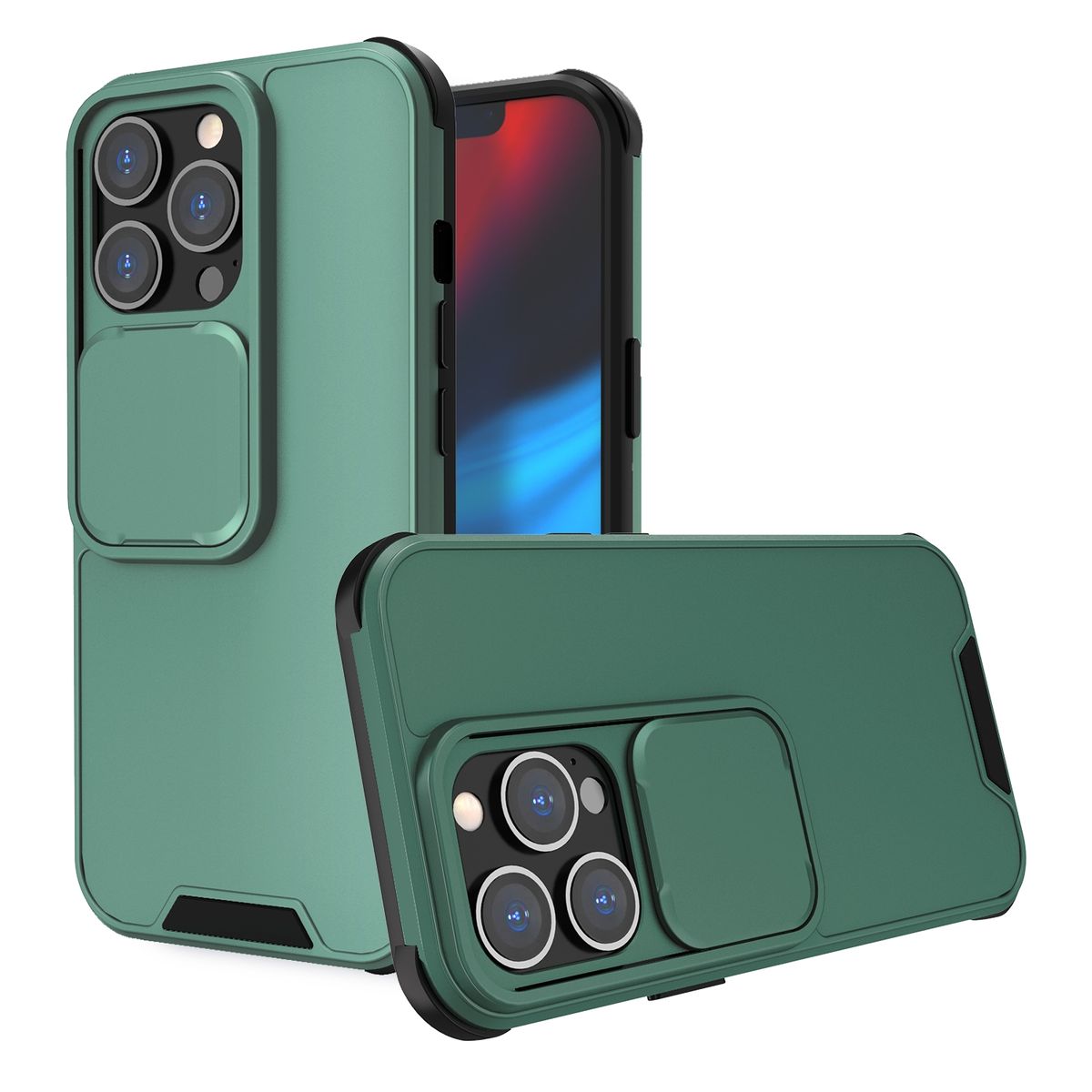Hülle Handy Schutz für Apple iPhone 13 Pro Case Cover Tasche Etuis Bumper Grün