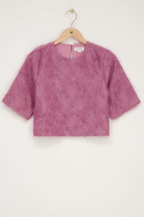 Roze jacquard cropped top