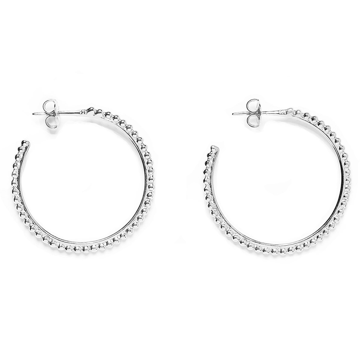 Créoles argent ligne de perles