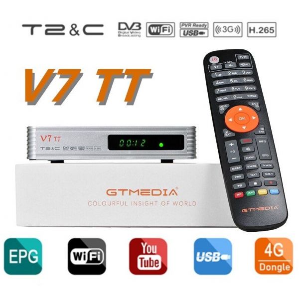 GTMedia V7 TT Receptor Cabo DVB-C   TDT DVB-T2 Full HD Wi-Fi