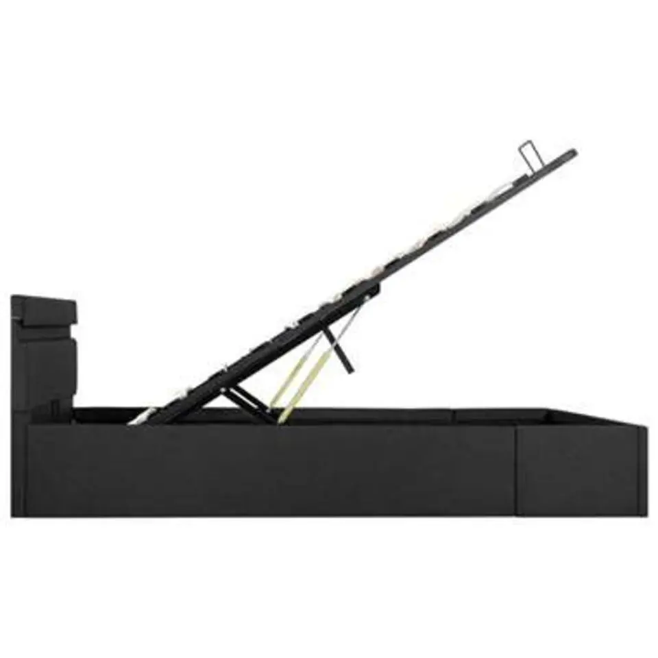 vidaXL - Bed met opbergruimte en LED - Donkergrijs - Stof - 140x200 cm