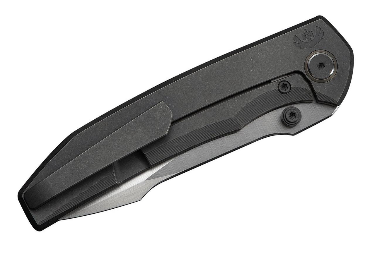 WE Knife Ryson WE24086-2 Hand Satin Böhler M390, Gray Titanium, zakmes, Raven The Pirate design