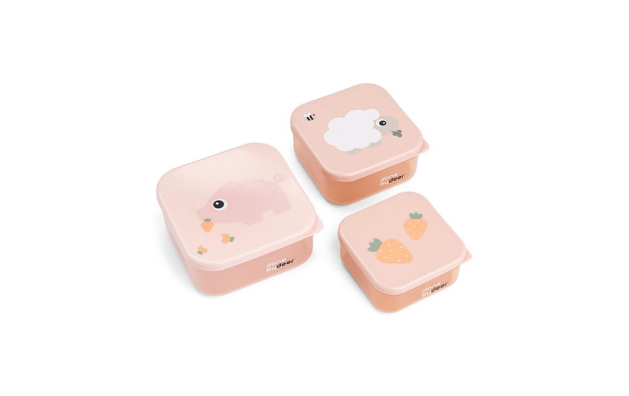Snackbox 3er Set Tiny Farm RosaDrei Snackboxen in unterschiedlichen Grössen