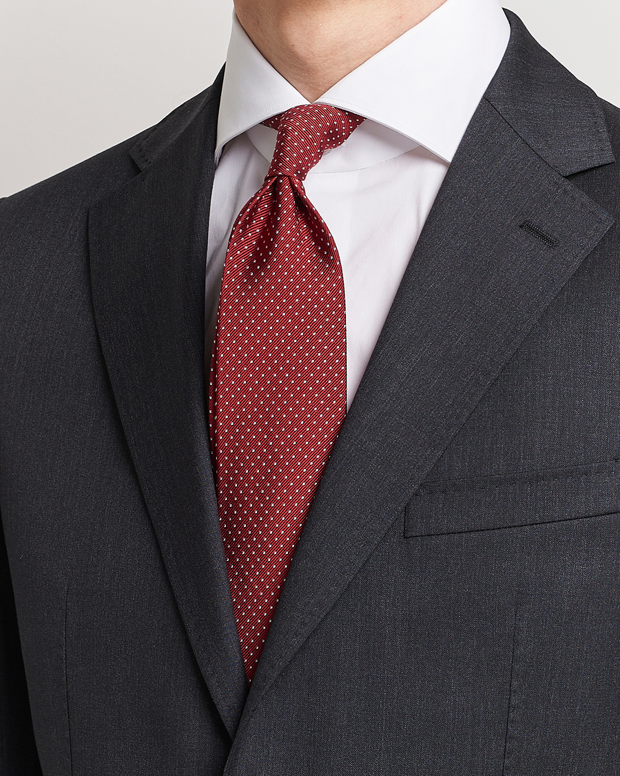 Amanda Christensen Micro Dot Classic Tie 8 cm Wine/White