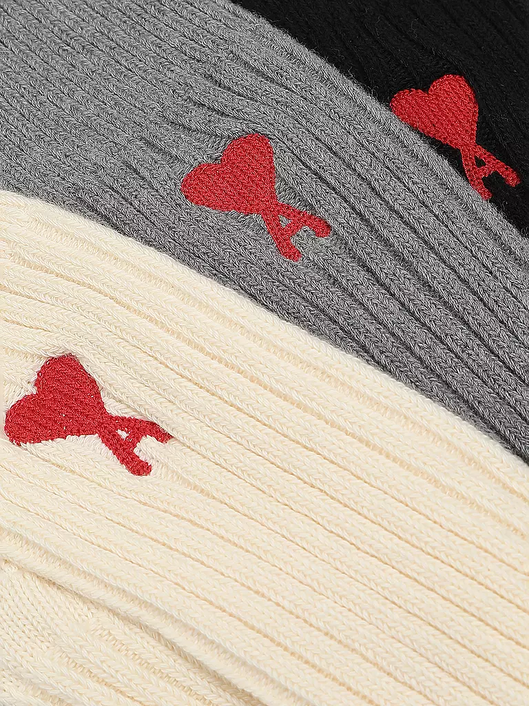 AMI PARIS Socken ADC SOCKS 3er Pkg off white grey black bunt