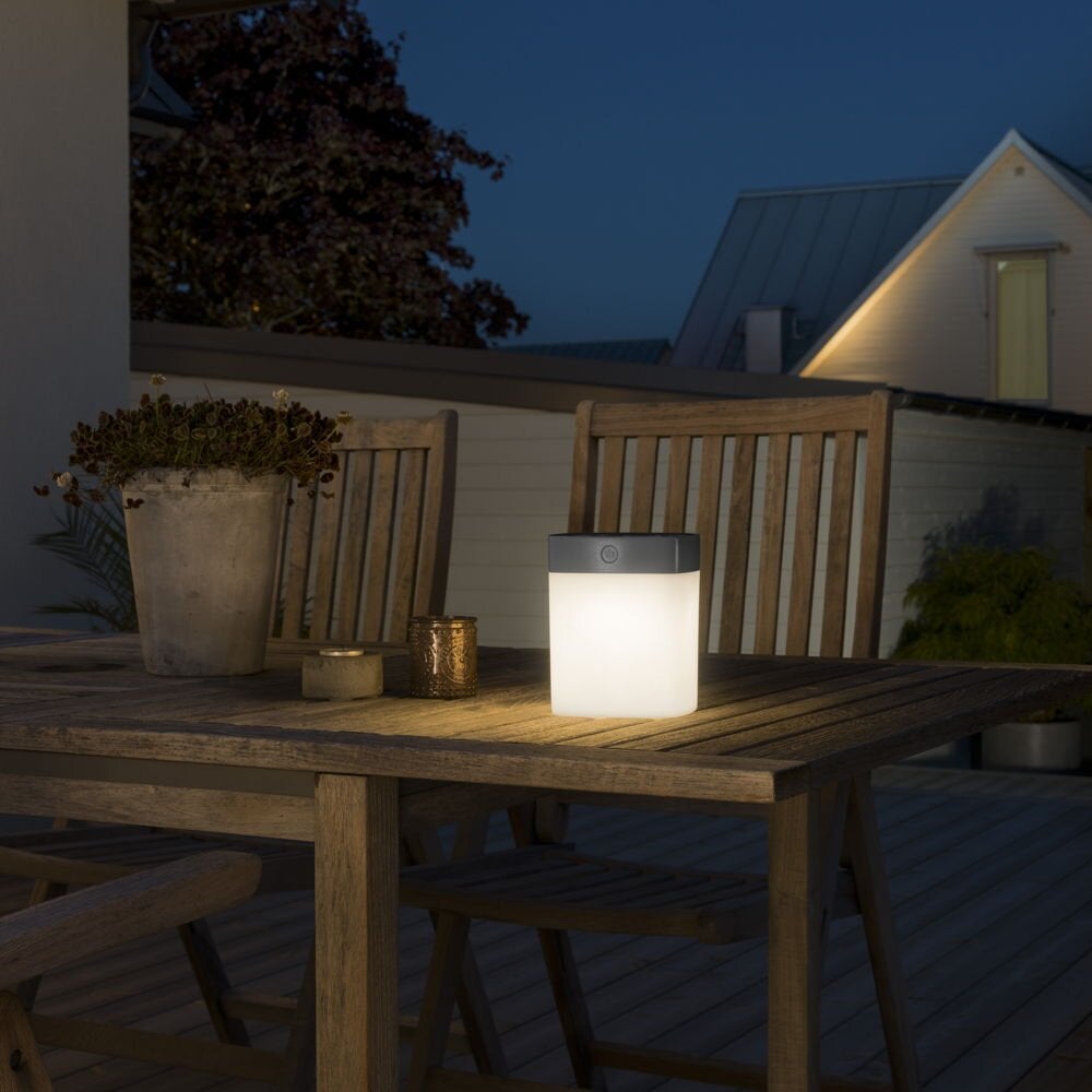 Weerbestendige terras- en balkonlamp Assis, IP44, grijs, vierkant