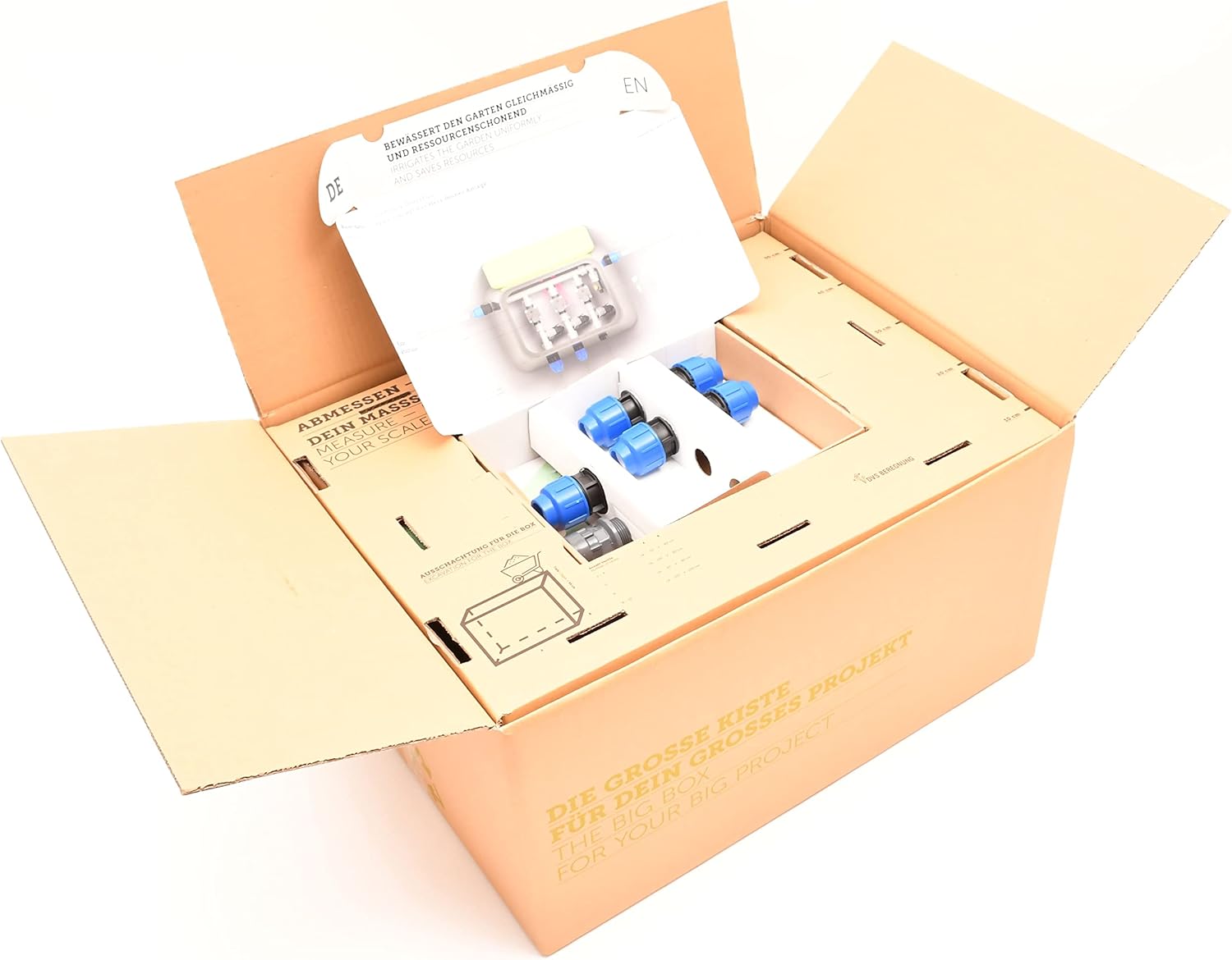 Plug&Rain Ventilbox ECO - 4 x Hunter PGV-100-MM Magnetventil (4 Zonen), 25 mm Anschlüsse für 3/4' PE-Rohr Bewässerung, 24 V AC Unterflur PE-Verteilung, PGV 100 MM