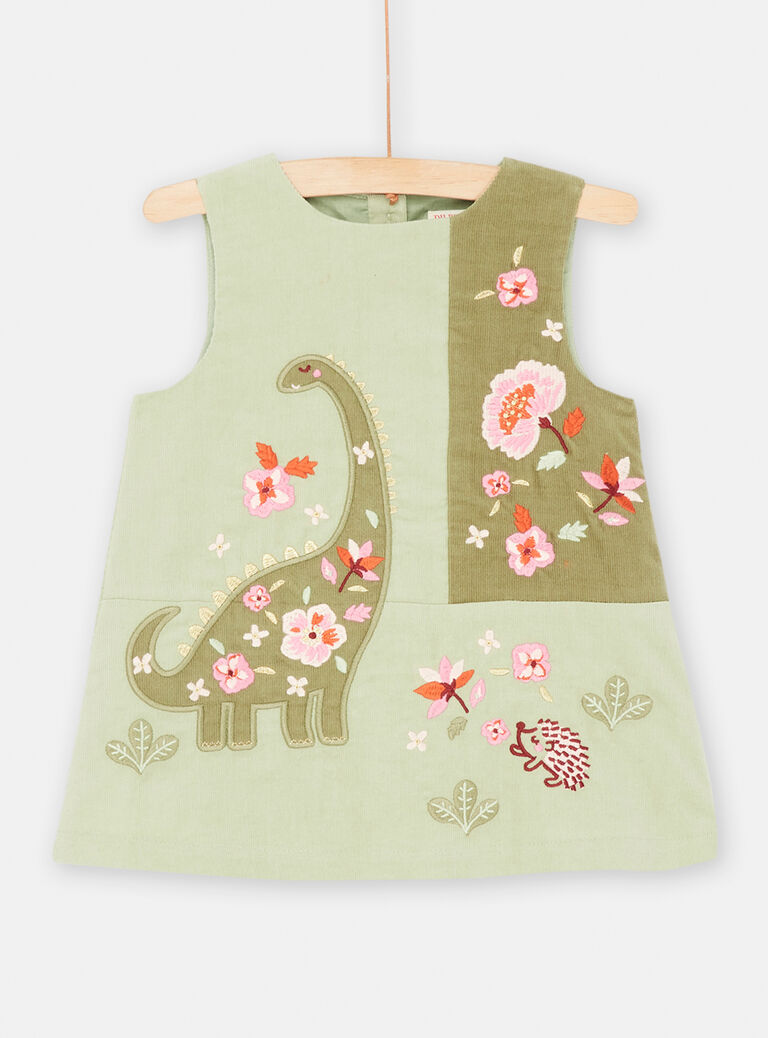 Robe verte en velours pour bébé fille