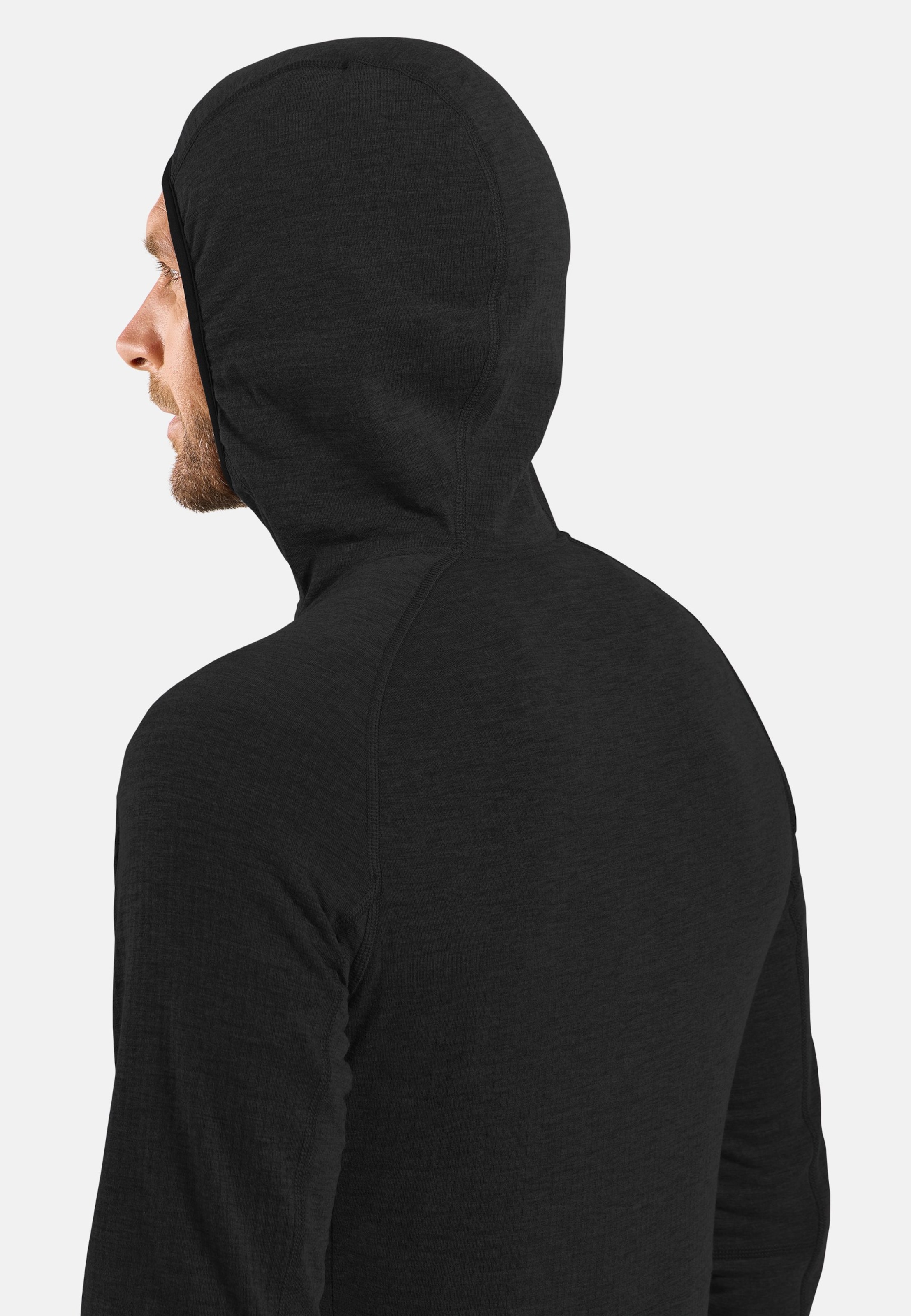 Ascent Mid Layer mit Kapuze und Reissverschluss in black