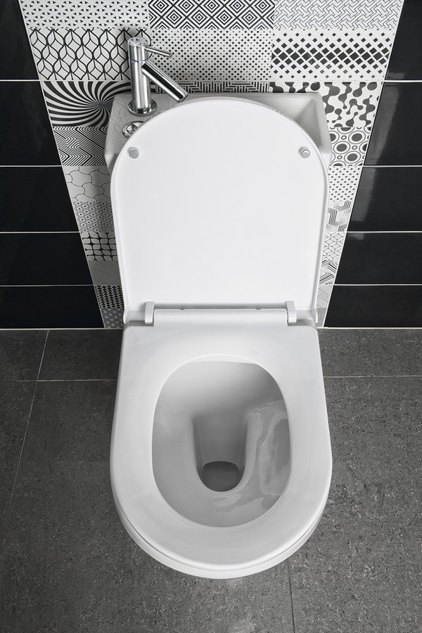 Aqualine Hygie duoblok staand toilet met fontein wit