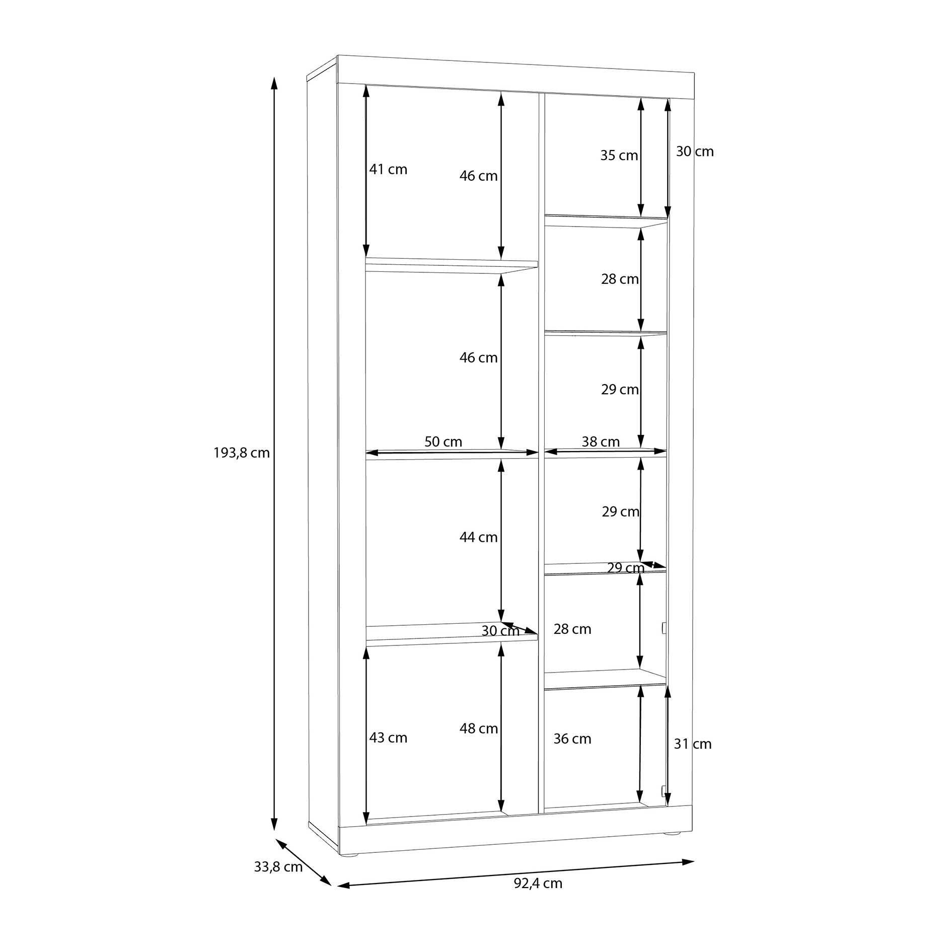 Vitrine - Betonoptik - weiß Hochglanz - mit Beleuchtung