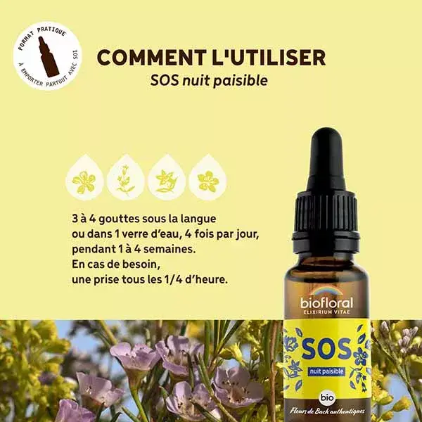 Biofloral SOS Peaceful Night Relief Dropper, Orgânico Demeter, 20 ml