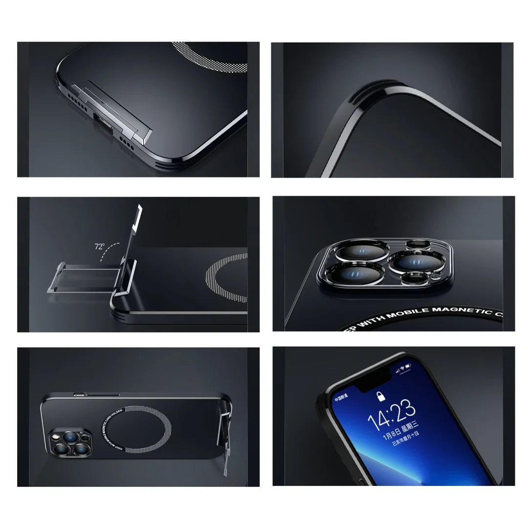 iPhone 14 Pro MagSafe Hybrid Hülle mit TPU Bumper   Kickstand - Lila
