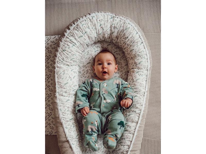 Ullenboom Babynest Waffel Floral Sand 55 x 95 cm Kuschelnest für Babys