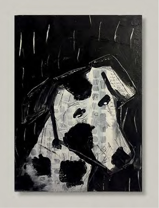 Aludibondbild DOG BLACK WHITE