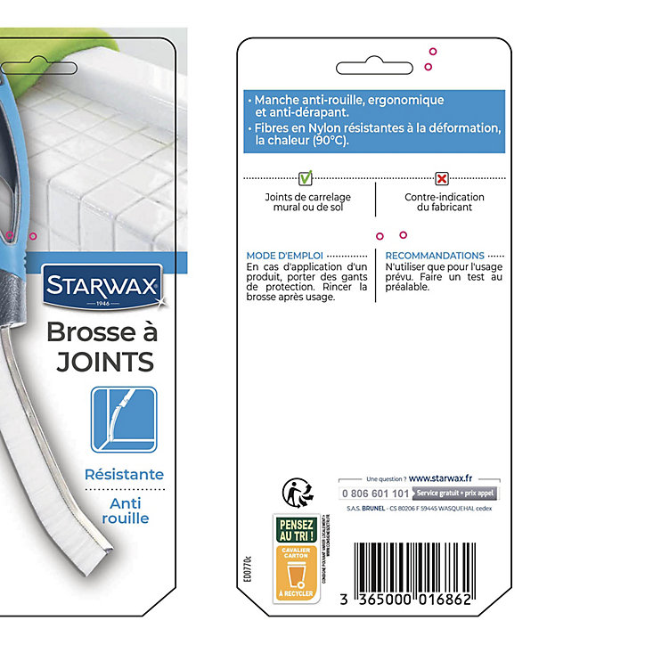 Brosse à joints de carrelage mural ou de sol Starwax