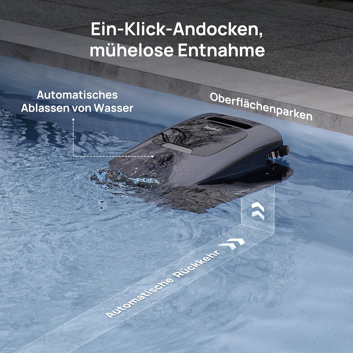 Beatbot AquaSense 2 Ultra Poolroboter, KI Mapping, 5in1 Komplettreinigung, KI-Schmutzerkennung, Mehrstufen-Plattformreinigung, Kabelloser Poolsauger Für Pools bis zu 300m²–Mitternachtblau